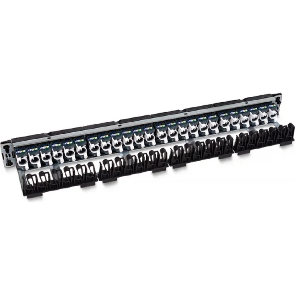 Cabeus PL-24-KJ-RJ45-Cat.6-180T Патч-панель 19" (1U), 24 порта RJ-45, категория 6, с задним кабельным организатором, безинструментный монтаж (арт.033561)