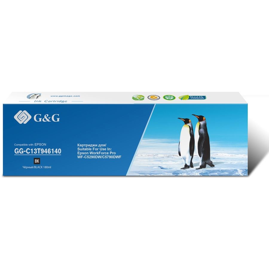 Картридж струйный G&amp;G GG-C13T946140 T9461 черный (180мл) для Epson WorkForce Pro WF-C5290DW/C5790DW