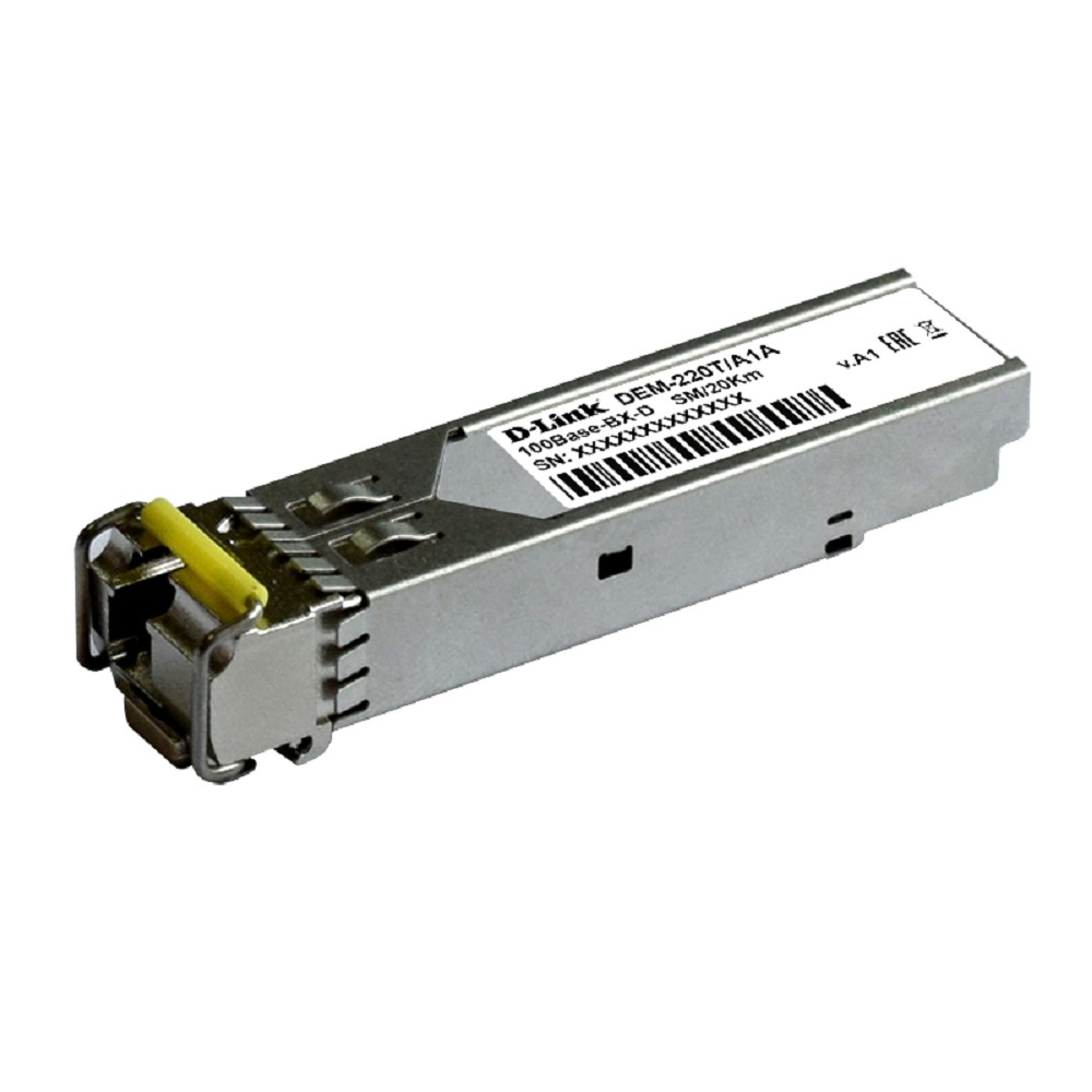 D-Link 220T/20KM/A1A WDM SFP-трансивер с 1 портом 100Base-BX-D (Tx:1550 нм, Rx:1310 нм) для одномодового оптического кабеля (до 20 км)
