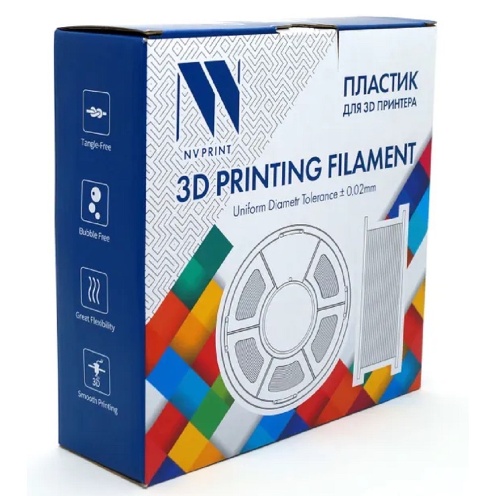 Филамент NVPRINT TPU Trans. для 3D печати диаметр 1.75мм  длина 165 метров  масса 0,5 кг