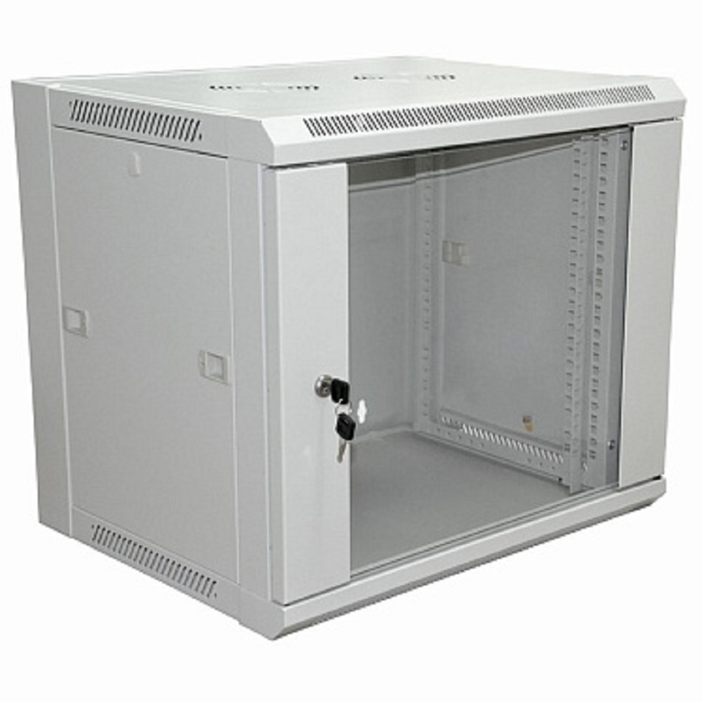 Rexant (04-2220) Шкаф настенный 19" 6U 600х600х370мм (ШхГхВ) - передняя дверь стекло, боковые стенки съемные (разобранный), RAL 7035 PRO