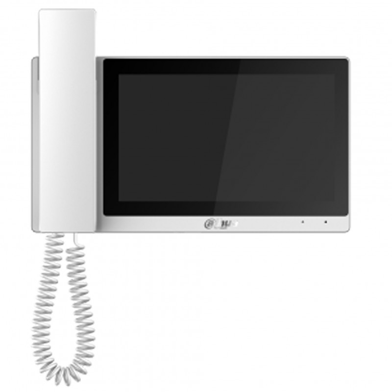DAHUA DH-VTH5421EW-H Монитор видеодомофона IP 7-и дюймовый, с трубкой, белый, ёмкостной сенсорный экран, поддержка micro-SD до 32Гб, питание DC 12В/PoE