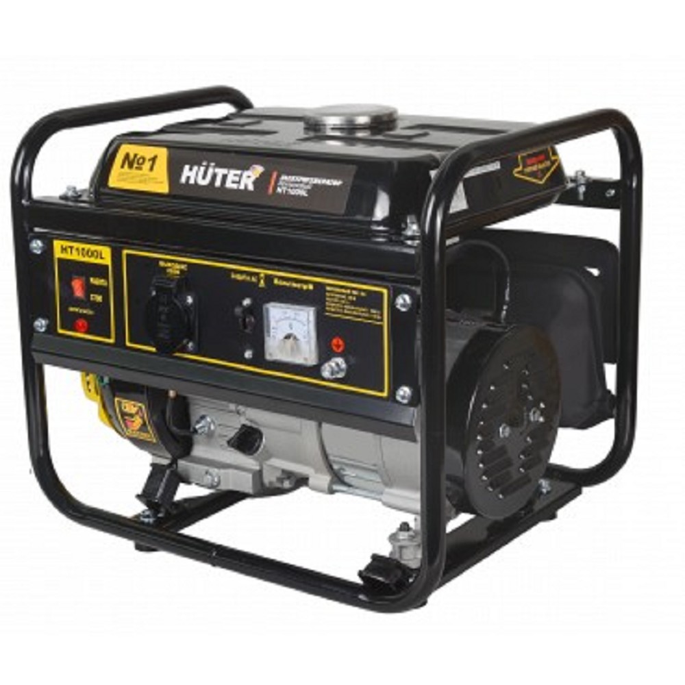 Huter HT1000L 64/1/2 Электрогенератор {четырехтактный, 1000Вт, 220В/50Гц, 75Дб, принудительное охлаждение, бак 4,8л, расход бензина 450 г/кВтч,460х365х395, 23,5 кг} 4606059015031