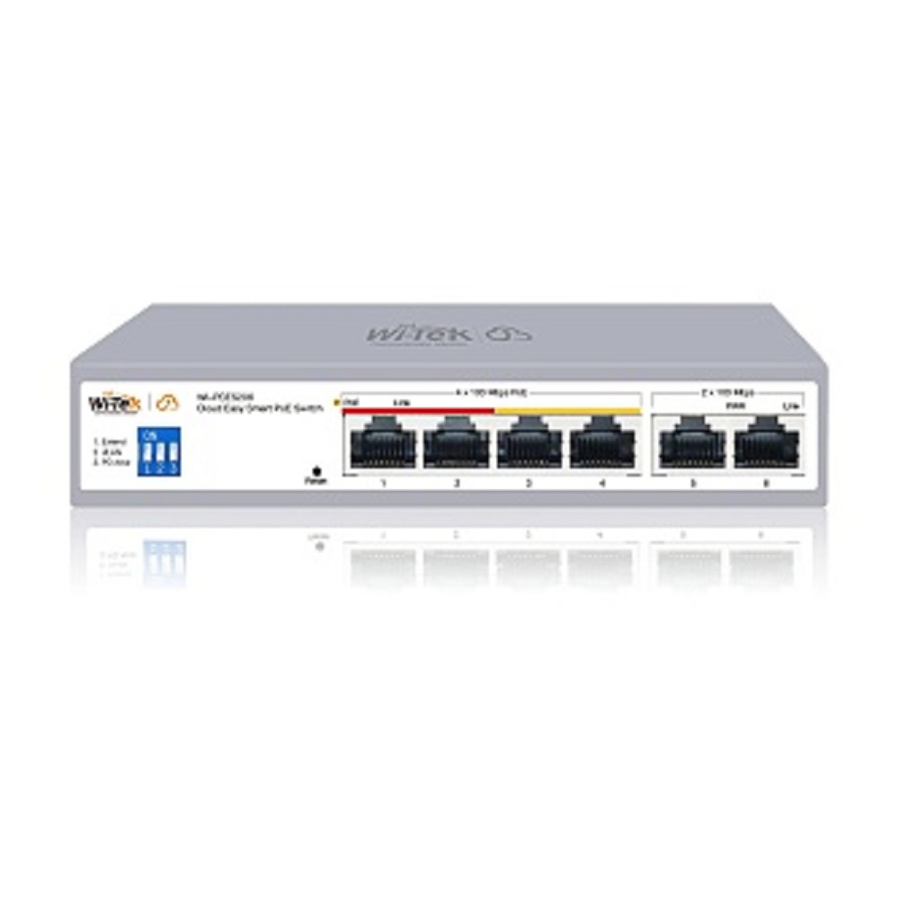 Wi-Tek WI-PCES206, настраиваемый PoE 60Вт, порты 4FE PoE + 2FE, Easy Smart