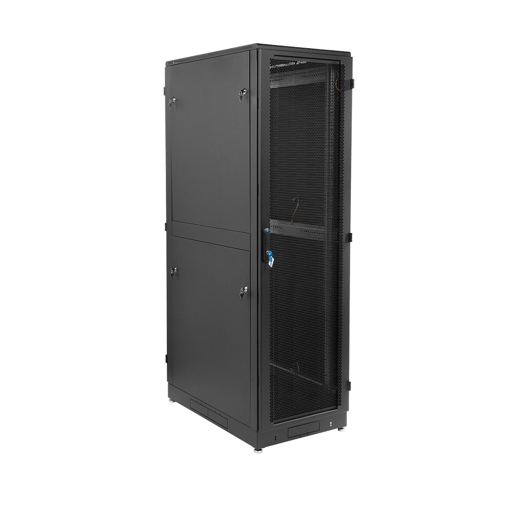ЦМО Шкаф серверный напольный 48U (800 х 1000) двойные перфорированные двери 2 шт., цвет черный ШТК-М-48.8.10-88АА-9005
