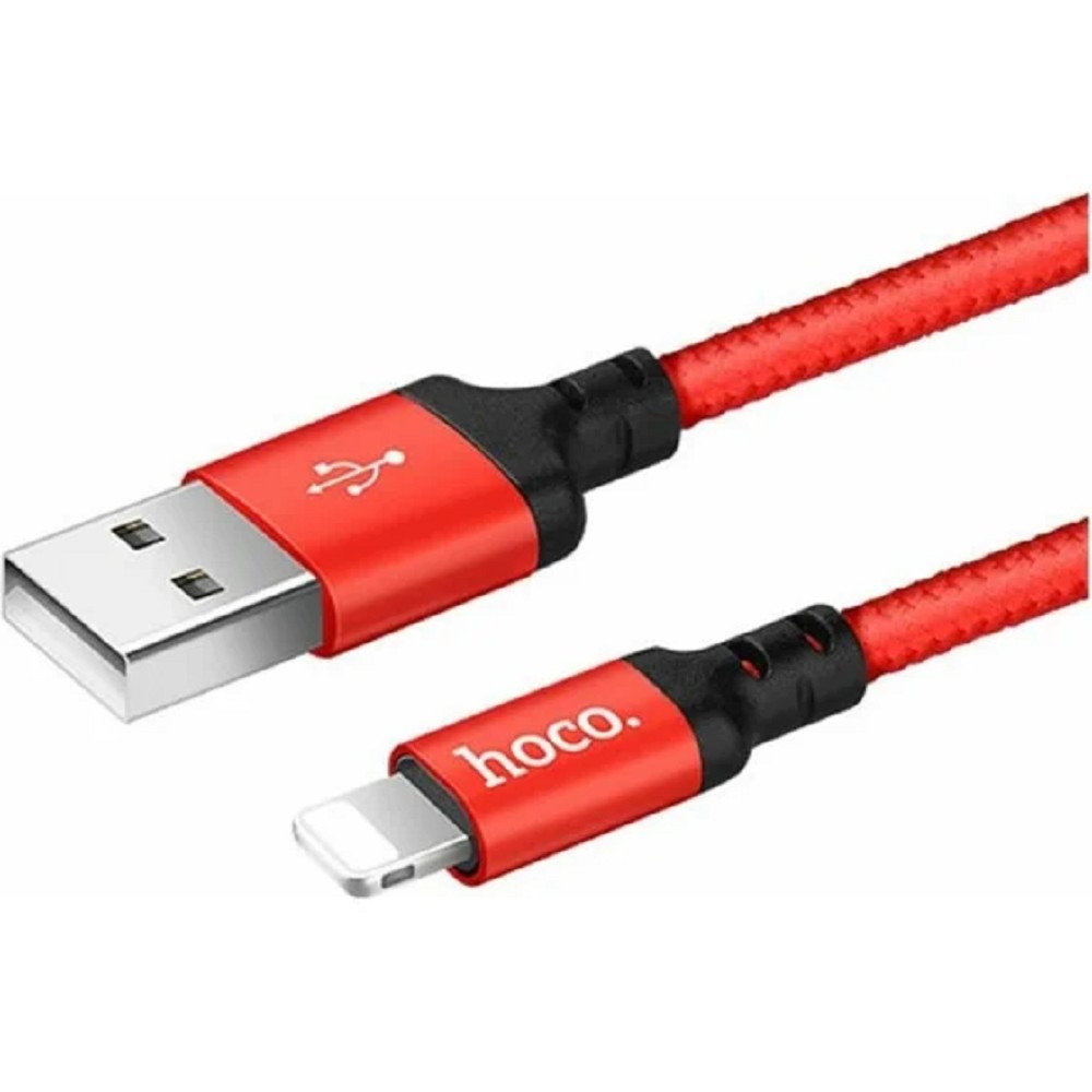 HOCO Кабель USB2.0 Hoco AM/Lightning, 2А, X14, 2м, черно-красный, коробка