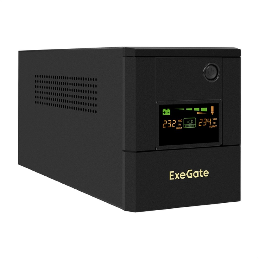 Exegate EX299949RUS ИБП ExeGate SpecialPro Smart LLB-1000.LCD.AVR.4SH.USB (1000VA/700W, LCD, AVR, 4*EU/Тип F(Schuko),USB, батарея 12V 7.2Ah - 2 шт., металлический корпус, Black)
