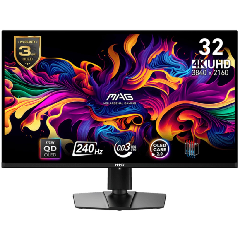 MSI MAG 31.5" 321UPX QD-OLED {QD-OLED Flat 3840x2160 240Hz 0.03ms 2xHDMI DisplayPort USB-C Tilt Swivel Height Pivot VESA}