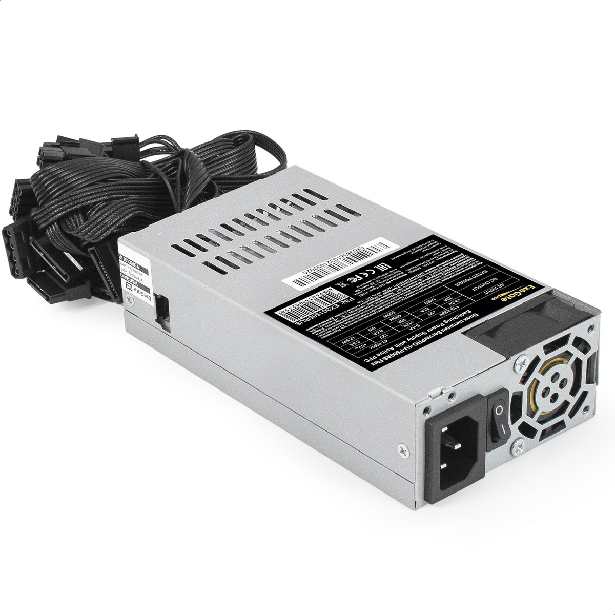Exegate EX301585RUS Серверный БП 500W ExeGate ServerPRO-1U-F500AS (Flex ATX, APFC, КПД 82% (80 PLUS), 4cm fan, 24pin, (4+4)pin, PCI-E, 3xSATA, 2xIDE)