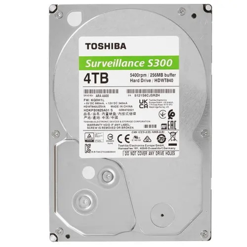 4TB Toshiba Surveillance S300 (HDWT840UZSVA) {SATA 6.0Gb/s, 5400 rpm, 256Mb buffer, 3.5" для видеонаблюдения}