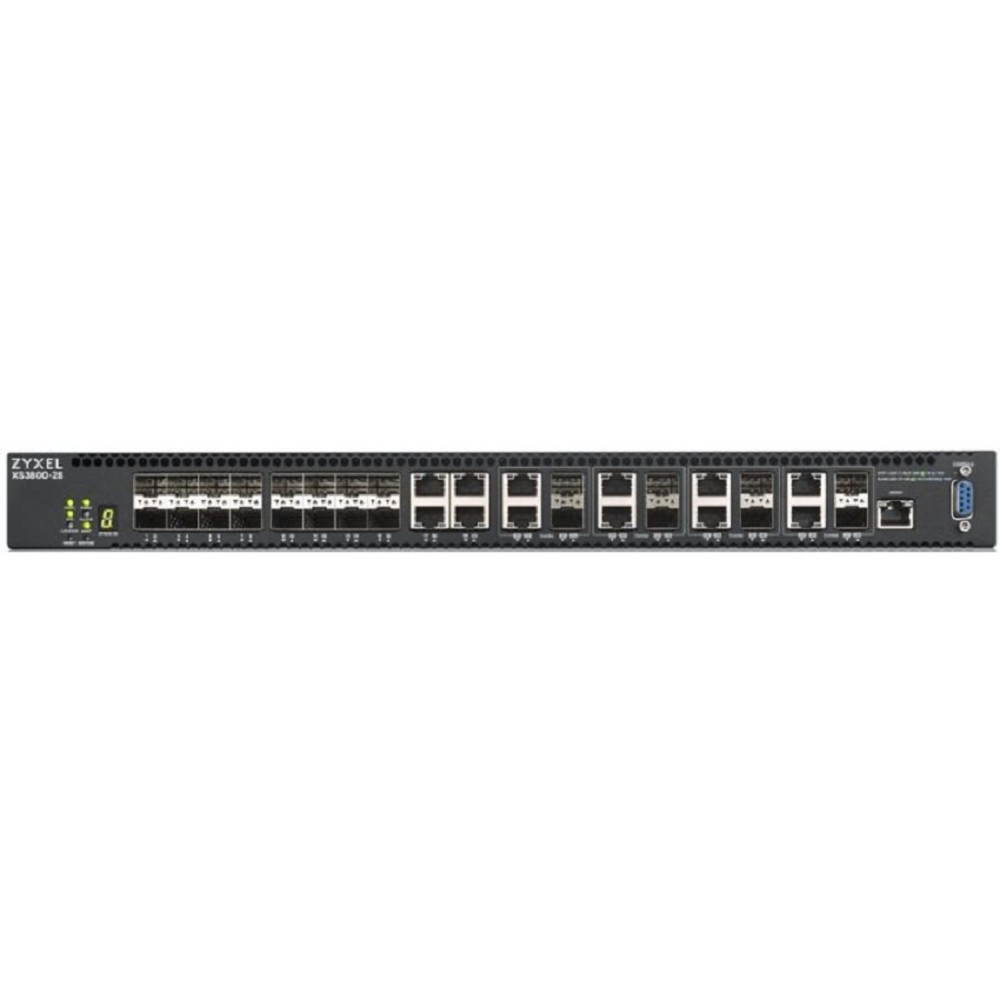 ZYXEL XS3800-28-ZZ0101F L2+ коммутатор Zyxel XS3800-28, 4xRJ-45: 1/2,5/5/10G, 8xCombo (SFP: 1/10G, RJ-45: 1/2,5/5/10G), 16xSFP+, 2 источника питания AC