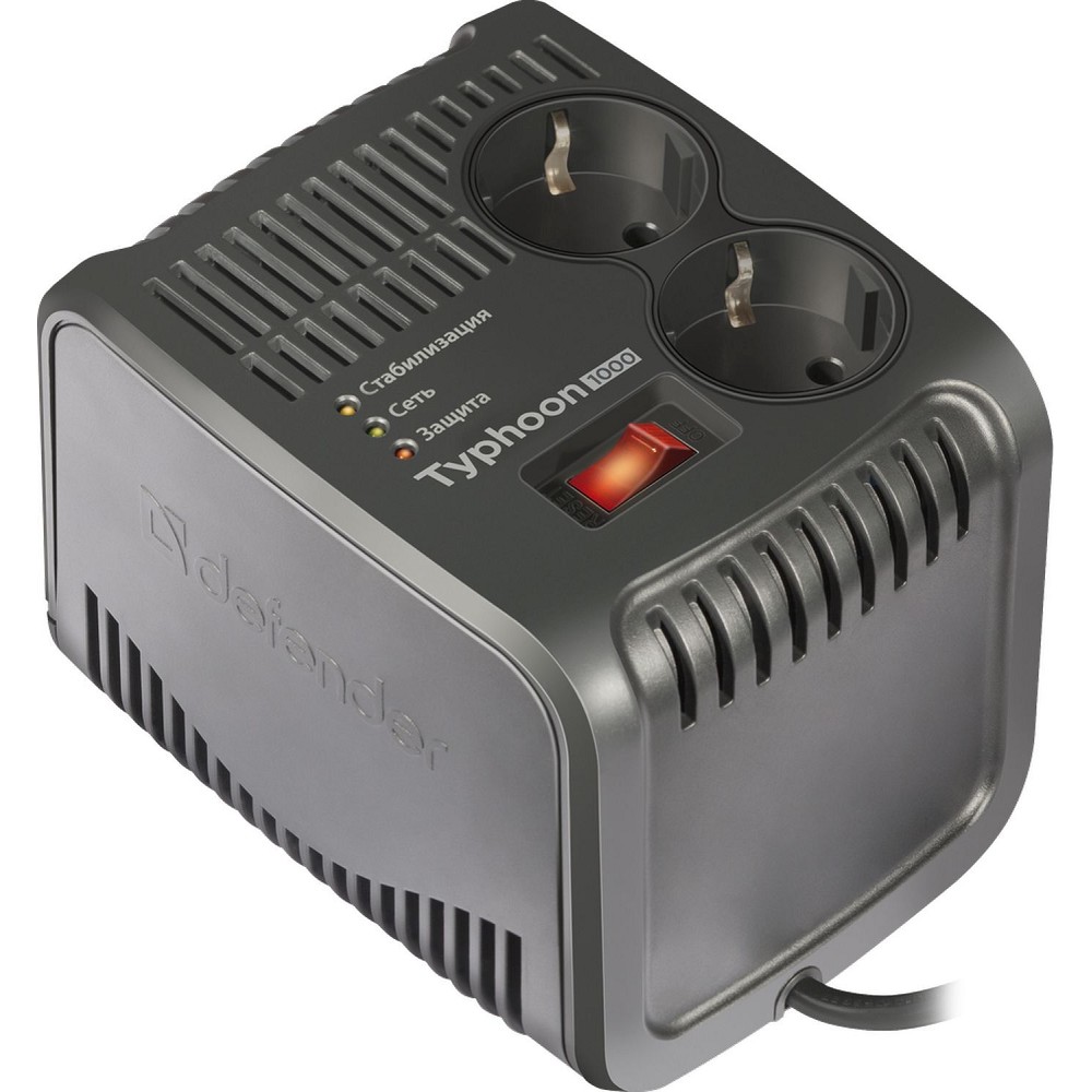 Defender Стабилизатор напряжения AVR 1000 Typhoon 320 Вт, 2 розетки [99033]