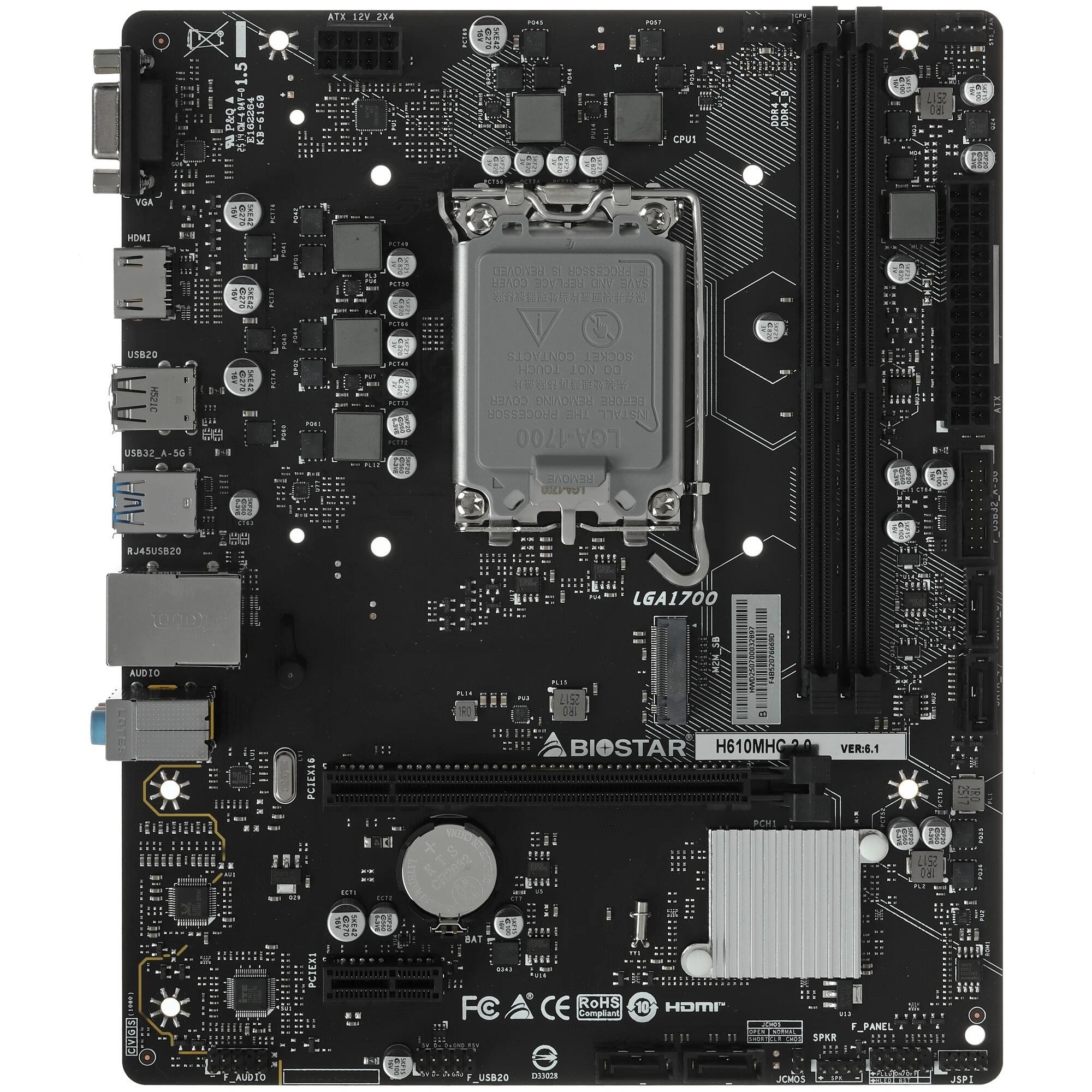Biostar H610MHC 2.0  {Soc-1700 Intel H610 2xDDR4 mATX AC`97 8ch(7.1) GbLAN+VGA+HDMI}