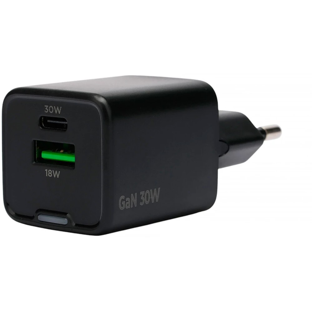 Cablexpert зарядное устройство 30Вт GaN, 3А, QC4.0/PD, 1xUSB, 1xType-C, черный, пакет (MP3A-PC-64)
