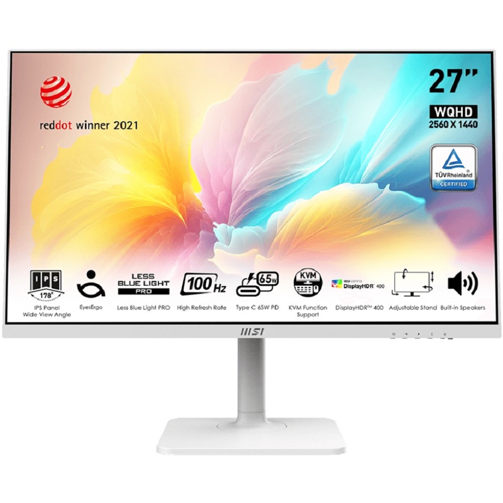 Повреждение упаковки MSI Modern 27" MD272QXPW  белый {IPS 2560x1440 100Hz 16:9 300cd 178/178 HDMI DisplayPort USB  HAS Pivot}