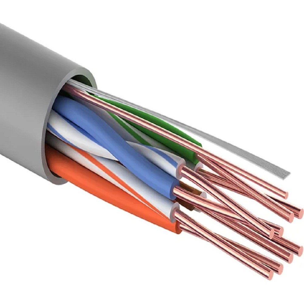 PROconnect (01-0043-2) Кабель витая пара омедненный U/UTP, CCA, CAT 5e, PVC, 4PR, 24AWG, INDOOR, SOLID, серый, 305м Light