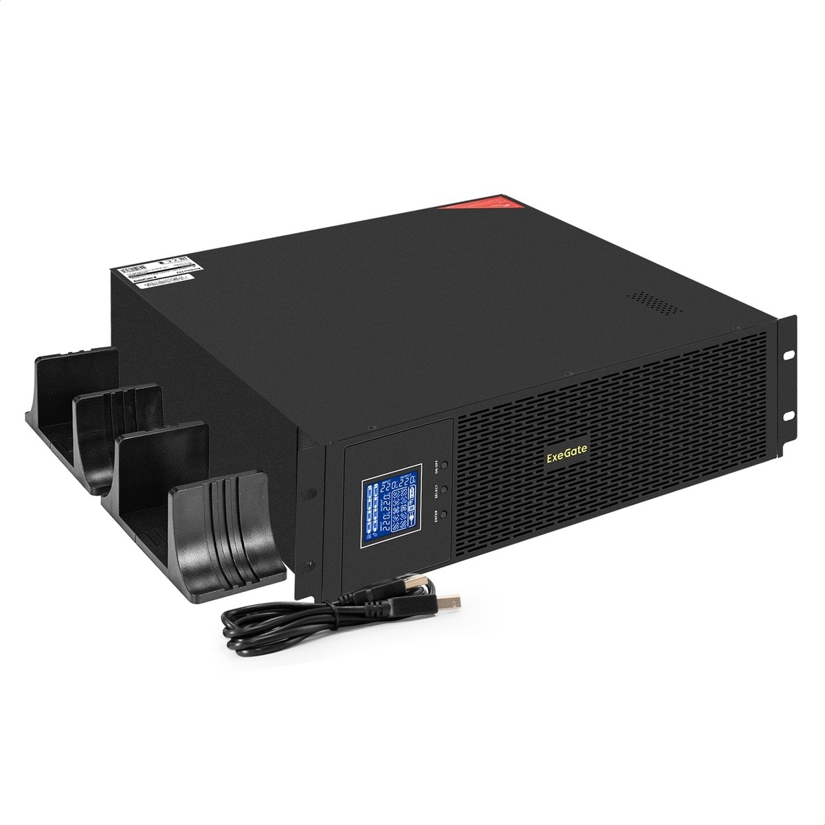 Exegate EX299040RUS ИБП Pure Sine Wave ExeGate SinePower UHB-5000.LCD.AVR.6C13.RJ.USB.3U (5000VA/4000W, LCD, AVR, 6*C13, RJ45/11, USB, возможность подключения до десяти внешних батарейных блоков 48В (