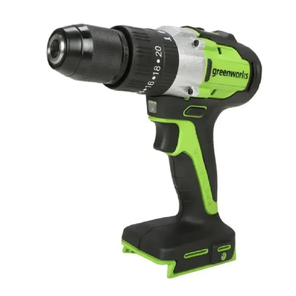 Greenworks GD24DD60 Дрель-шуруповерт ударная аккумуляторная, 24V, бесщеточная, 30/60Нм,2х2Ач,ЗУ,кор [3704107CUC]