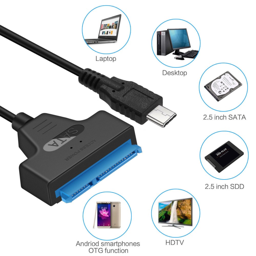 ORIENT UHD-502N-C, USB 3.2 Gen1 (USB 3.0) адаптер для SSD & HDD 2.5" SATA 6GB/s (JMS578, поддержка UASP), кабель подключения USB Type-C (33325)