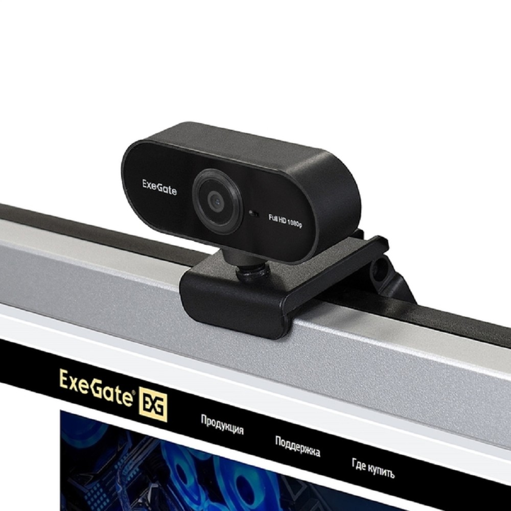 Exegate EX287379RUS Веб-камера ExeGate Stream C925 FullHD T-Tripod (матрица 1/3" 2 Мп, 1920х1080, 1080P, 30fps, 4-линзовый объектив, шторка, фиксированный фокус, USB, микрофон с шумоподавлением, повор