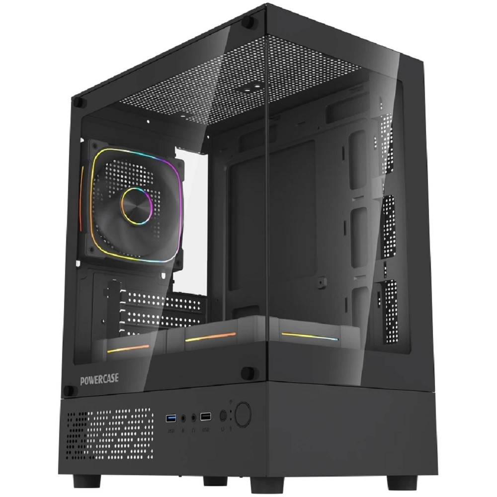 Powercase Корпус Vision Micro M1 ARGB, Tempered Glass, 3x 120mm ARGB fans, чёрный, mATX  (CVMM1B-A3)