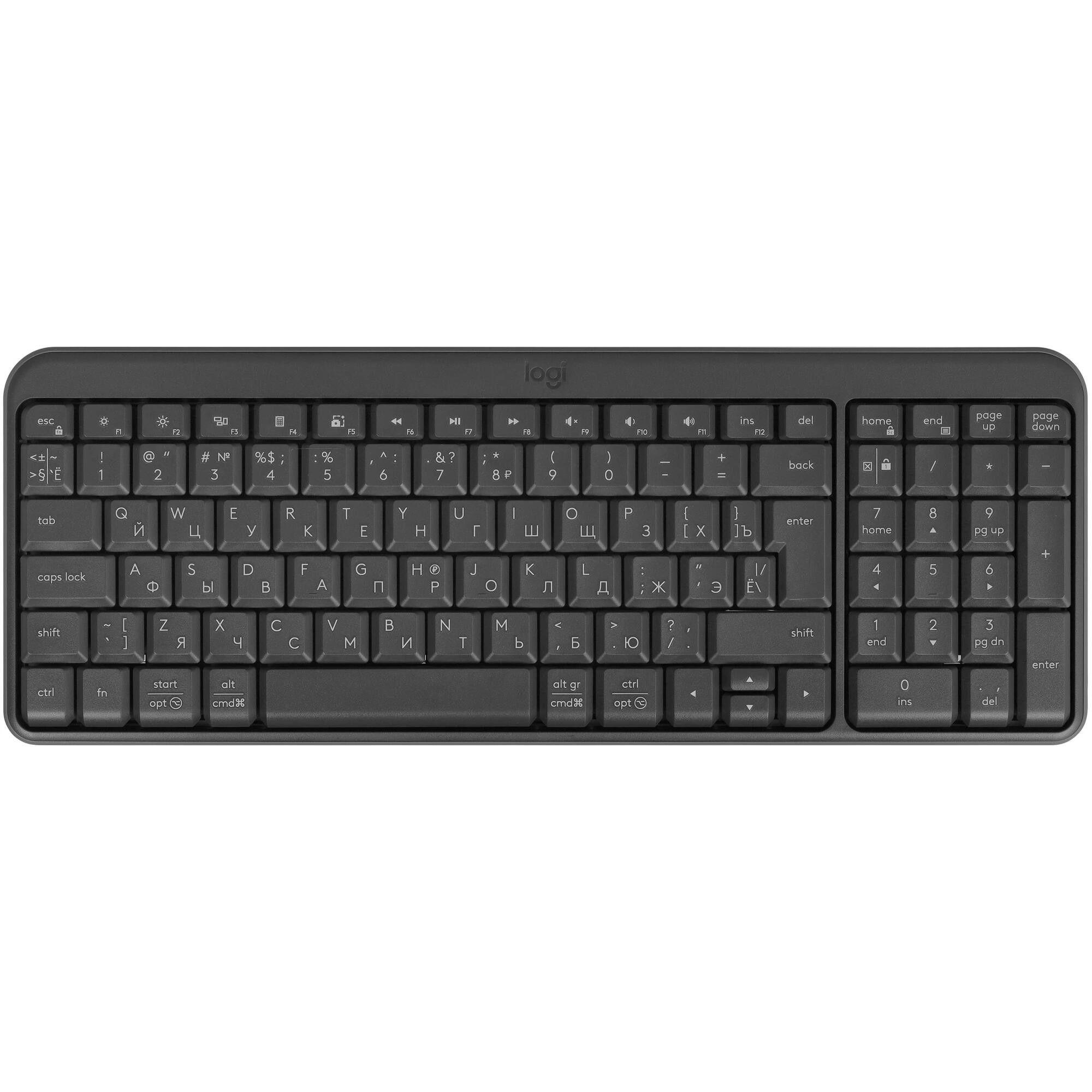 920-013452 Logitech Клавиатура K250 Graphite Wireless оригинальная заводская гравировка RU/LAT