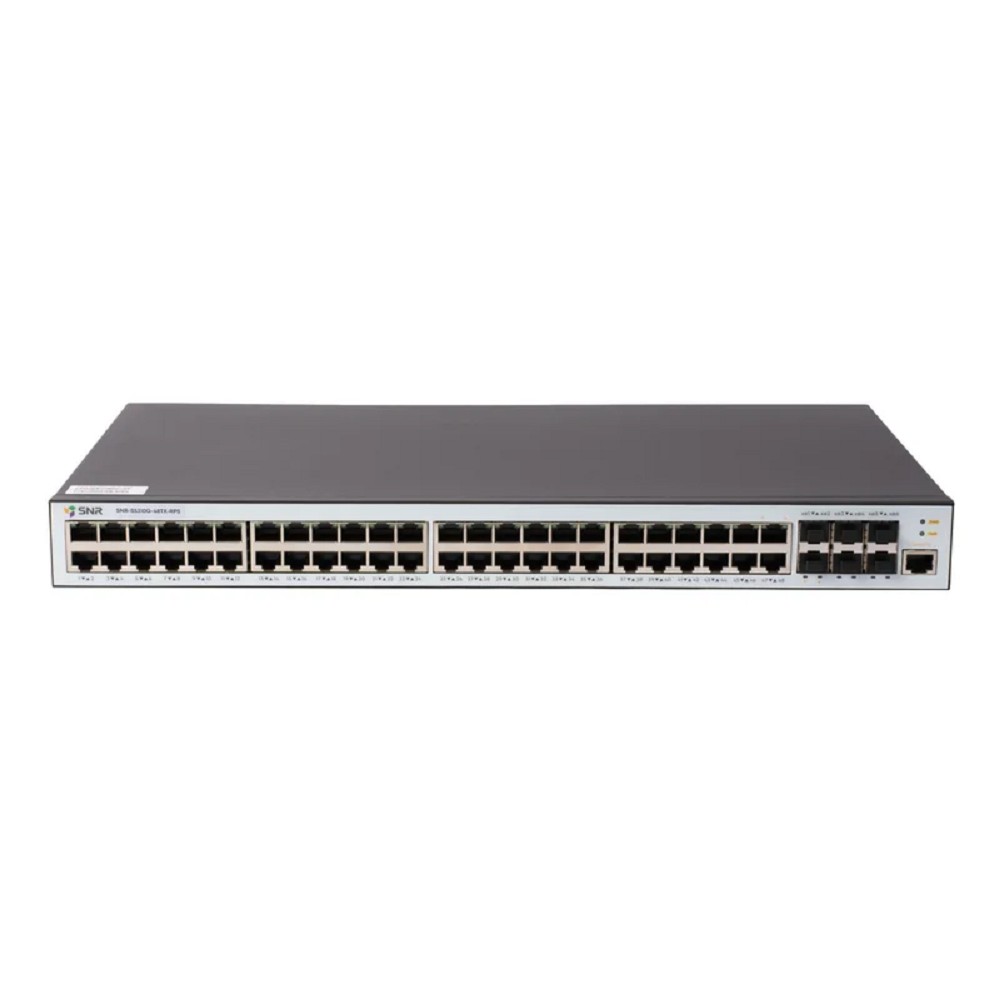 SNR SNR-S5310G-48TX-RPS Управляемый коммутатор уровня 2+, 48 портов 10/100/1000Base-T, 6 портов 1/10G SFP+, встроенный БП ~220V AC, RPS 12V DC