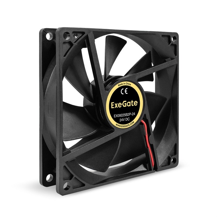 Exegate EX295209RUS Вентилятор 24В DC ExeGate EX09225B2P-24 (92x92x25 мм, 2-Ball (двойной шарикоподшипник), 2pin, 2750RPM, 34.4dBA)
