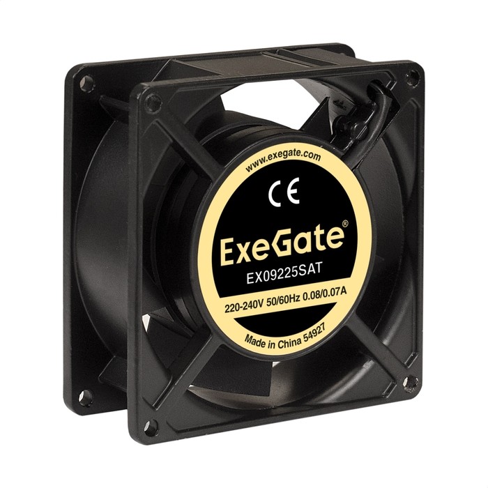 Exegate EX289006RUS Вентилятор 220В ExeGate EX09225SAT (92x92x25 мм, Sleeve bearing (подшипник скольжения), клеммы, 2500RPM, 34dBA)