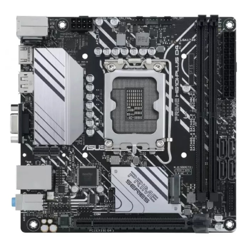ASUS PRIME H610I-PLUS D4-CSM (Socket 1700, mini ITX, 2xDDR4(64GB), VGA//HDMI/DP, 1xPCIe 4.0x16, 1xLAN, 4xSATA 6Gb/s, 1xM.2, 1xM.2 E key, 2xUSB 3.2, 2xUSB 2.0, 1xPS/2) 