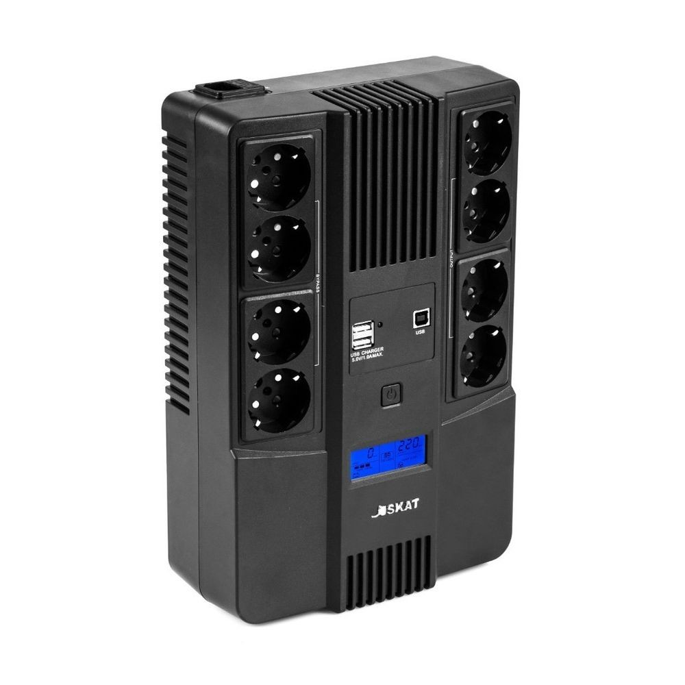 ИБП Бастион SKAT-UPS 800-AID-IN-1x9-8 {Line-interactive, 800/480Вт, LCD-дисплей, USB/ RJ-45, АКБ 1х 9Ач, сверху ЕВРО 4+4, реестр МПТ} (8933)