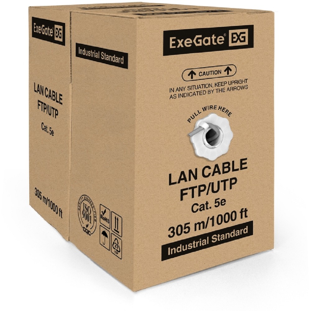 Exegate EX264556RUS Кабель UTP 4 пары кат.5e Exegate 100% медь, 26AWG, бухта 305м, серый, PVC