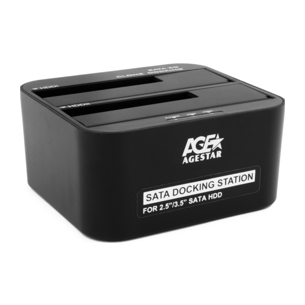 Повреждение упаковки AgeStar 3UBT6-6G Докстанция 2x2.5"/3.5" SATA HDD/SSD AgeStar 3UBT6-6G, USB3.0, пластик, черный, UASP