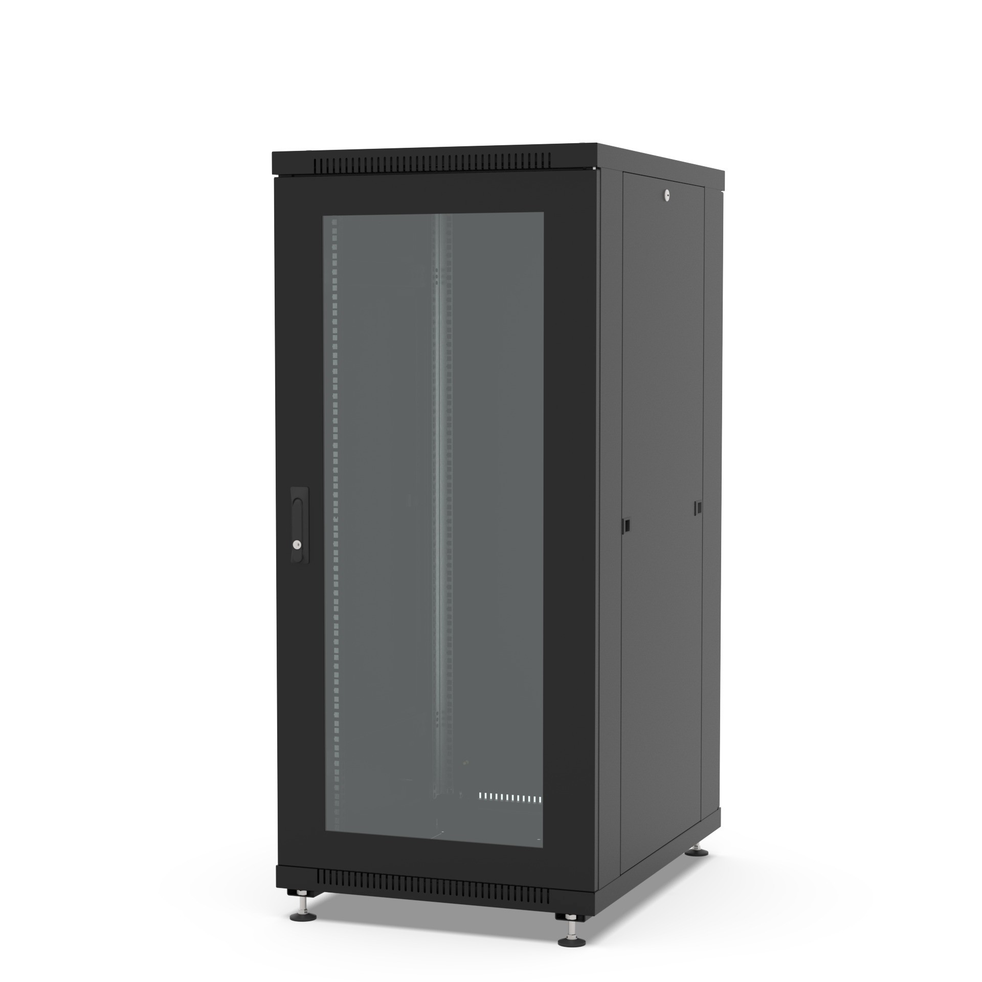 Шкаф напольный 19", 27U Filum FL-NT-2768GM1M-BK NETWORK (ШхГхВ) 600x800x1098 мм, двери: стеклянная/сплошная металл, цвет черный RAL9005