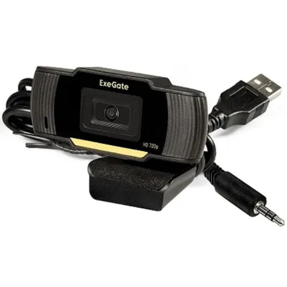 Exegate EX286181RUS Веб-камера ExeGate GoldenEye C270 HD {матрица 1/3" 1 Мп, 1280х720, 720P,USB+3.5 mm Jack, 30fps, микро. с шумоподавлением, фикс. фокус,крепление, кабель 1,5 м, Win Vista/7/8/10}