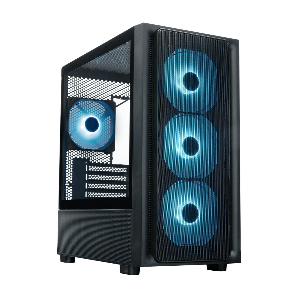 XASTRA Корпус  A411M 4ARGB-FC Black mATX/Mesh /ScrewlessTG+mesh panel/ 4x120mm ARGB PWM FC fans/ A411M-4FC12A