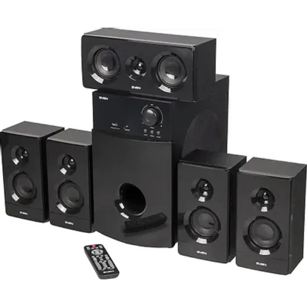 SVEN HT-210 черный { 75 (5 ? 15) Вт, дерево (MDF),198 ? 345 ? 300 , 12,4 кг, ~220 В, 50 Гц }