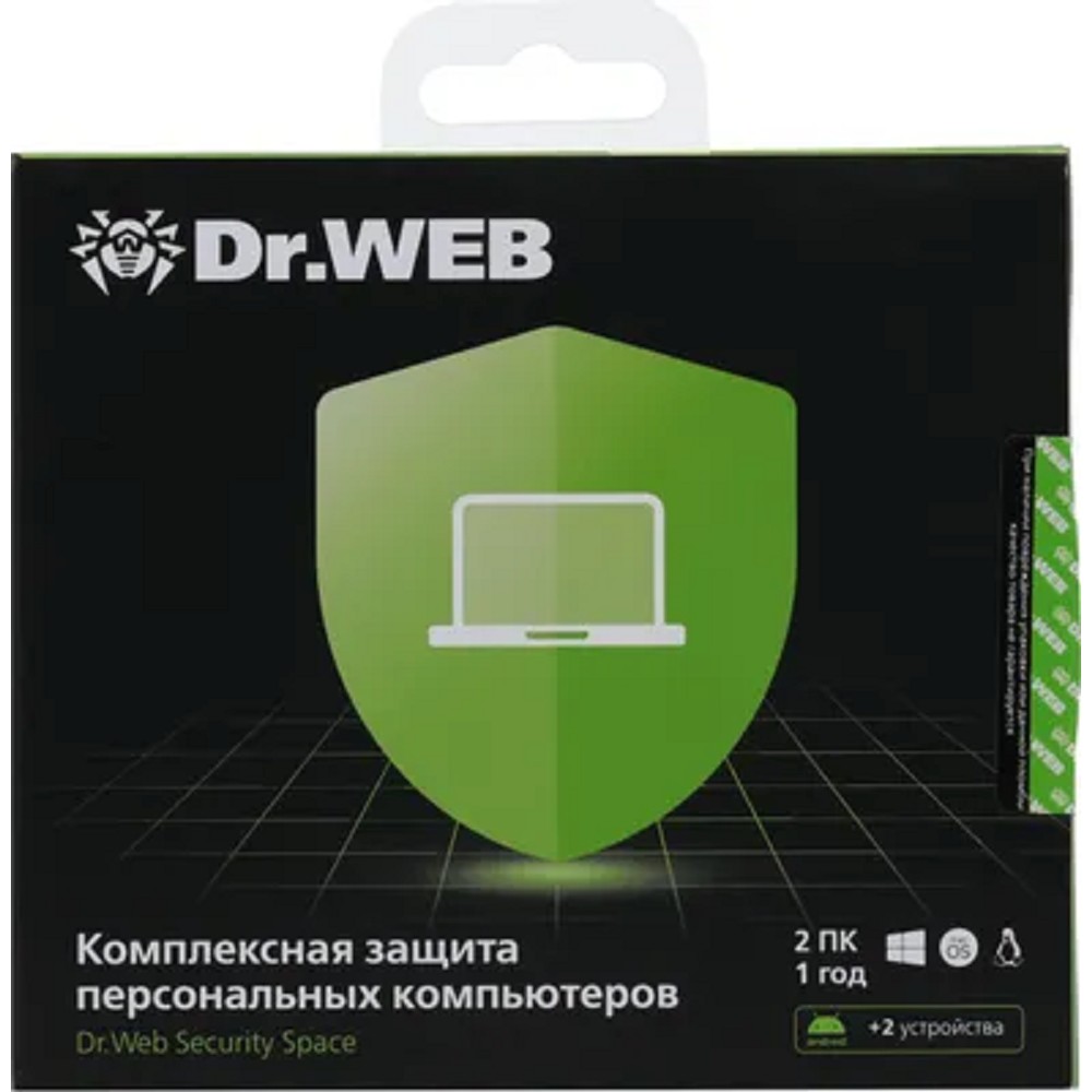 BHW-B-12M-2-A3(A2) Dr. Web Security Space, картонная упаковка, на 12 месяцев,  на 2 ПК (350931, 352409)