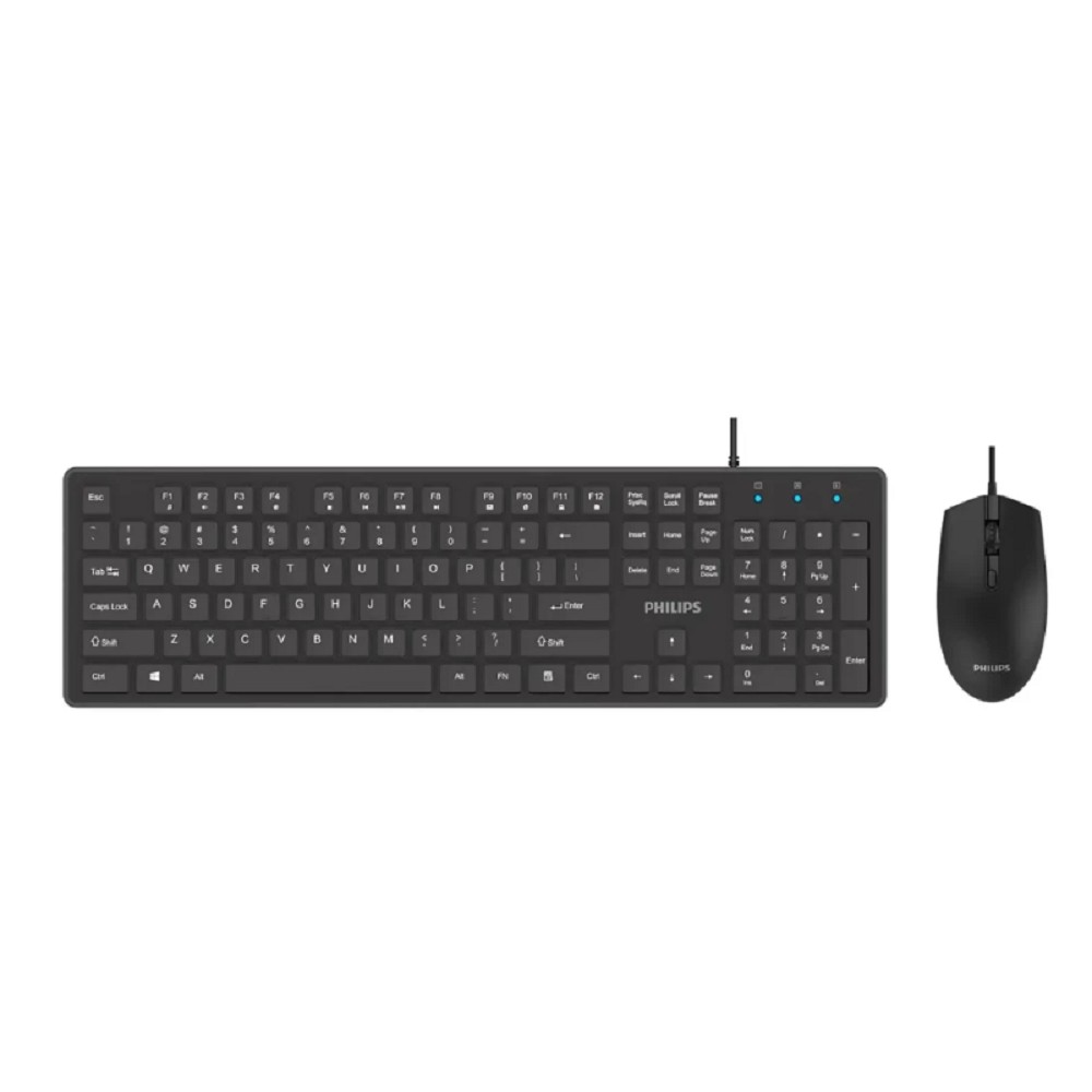 Philips Проводной Комплект  SPT6264, USB 2.0 104 клав/3 кнопки, 800-2400dpi, русская заводская раскладка, чёрный