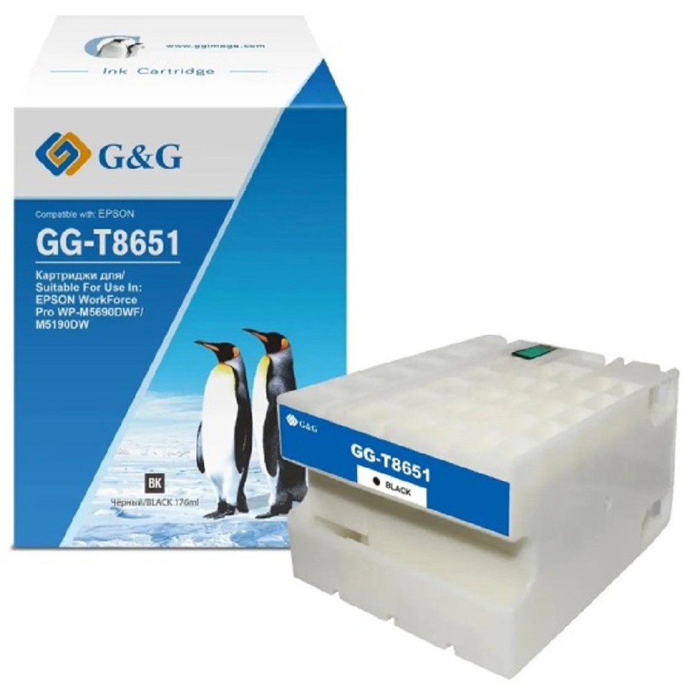 Картридж струйный G&amp;G GG-C13T865140 T8651 черный (176мл) для Epson WorkForce Pro WF-M5690DWF/M5190DW