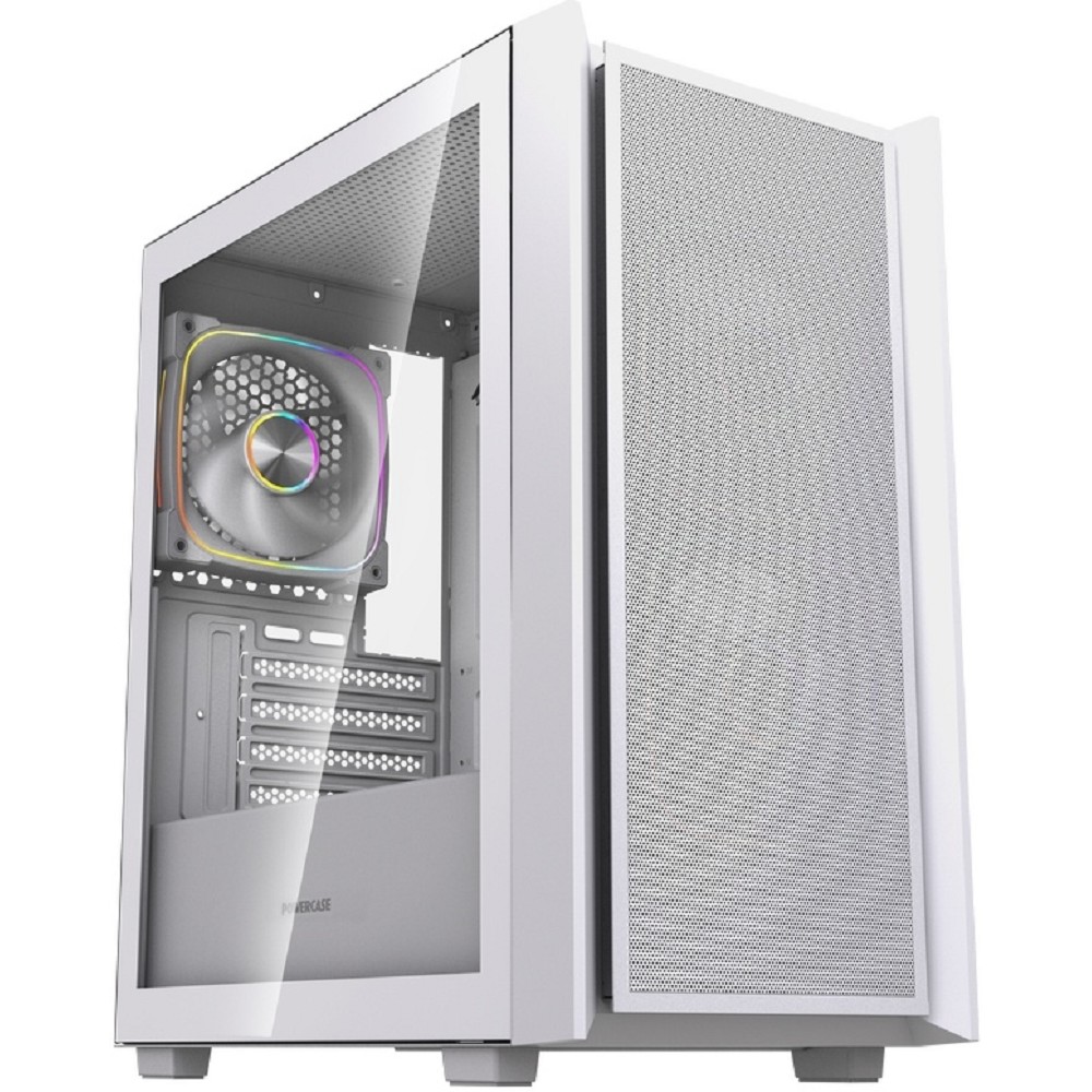 Powercase Корпус Mistral SM03 ARGB, Tempered Glass, 3x120mm ARGB PWM fans, белый, mATX  (CMMSM03W-A3)