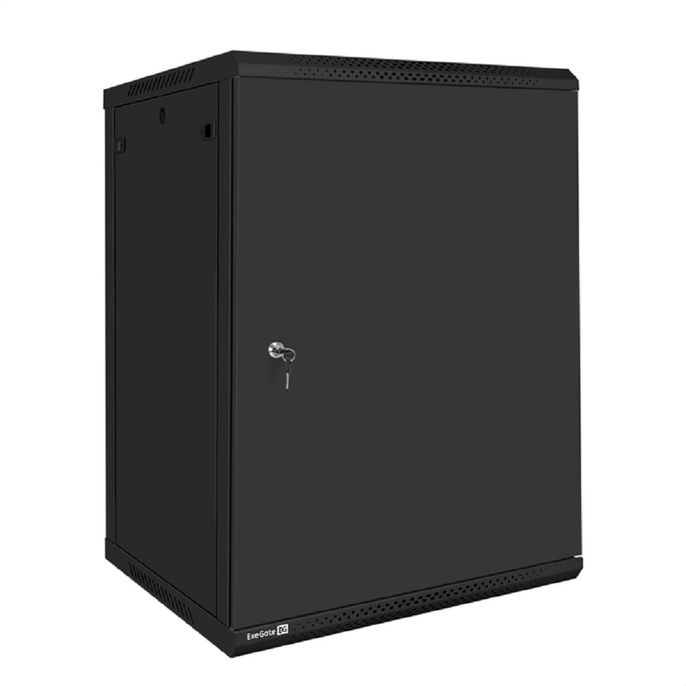 Exegate EX300272RUS Шкаф телекоммуникационный 19" настенный 18U ExeGate EC-WM-18U.600.M.BLACK (19”, 18U, 600x600x901mm (ШхГхВ), передняя дверь металл, съемные боковые панели, пыле- и влагозащита IP23,