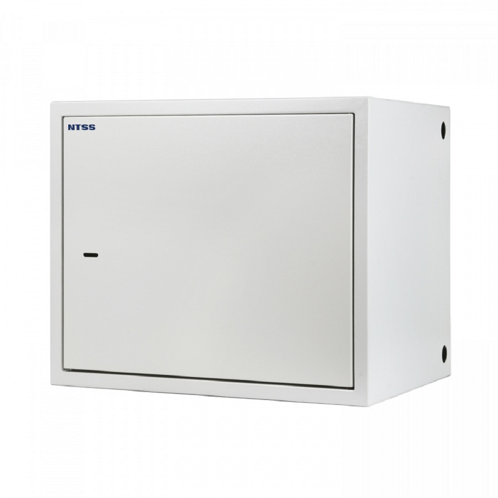 NTSS Шкаф настенный антивандальный распашной NTSS WAR 8U 550*400мм, 2 профиля 19, сварной, серый RAL 7035 NTSS-WAR8U5540