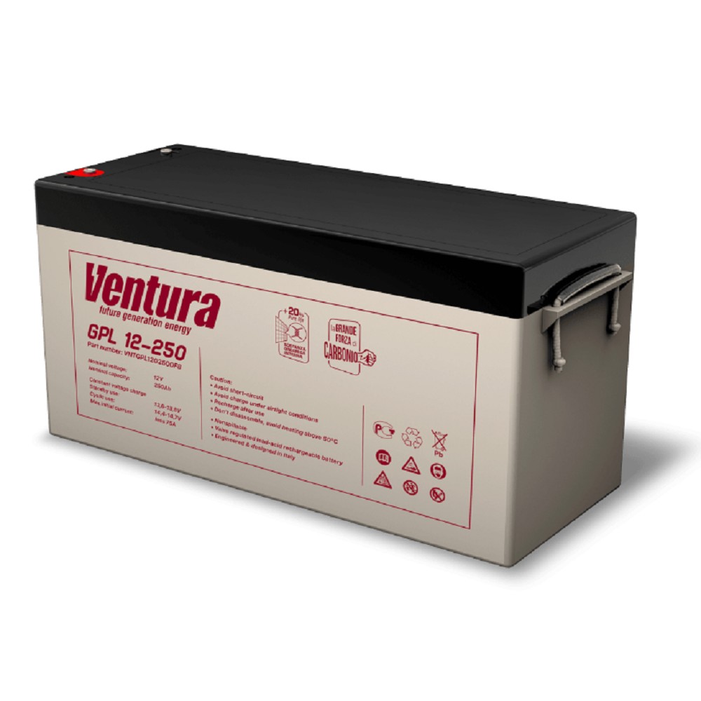 Ventura АКБ GPL 12-250 12V/268Ah {F8, ДхШхВ 520х268х224мм, масса 73,00 кг, срок службы 12 лет}