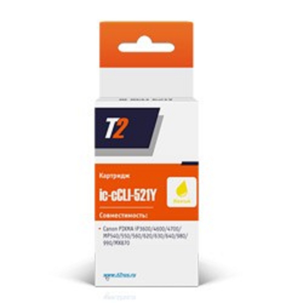 T2 CLI-521Y Картридж (IC-CCLI-521Y) для  PIXMA iP3600/4600/MP540/620/630/980, желтый, с чипом