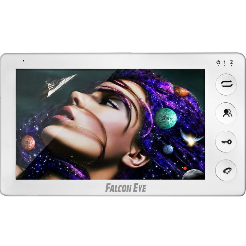 Falcon Eye Cosmo Видеодомофон: дисплей 7" TFT; механические кнопки; подключение до 2-х вызывных панелей ; OSD меню; интерком до 4 мониторов; питание AC 220В (встроенный БП) 