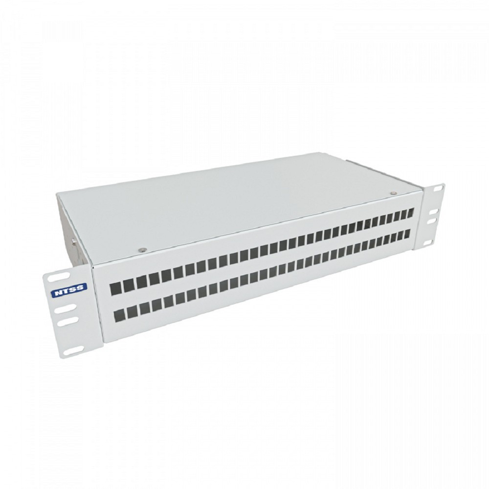NTSS Кросс NTSS оптический 19'' укомплектованный 2U, 64 порта LC/UPC duplex, 9/125 мкм (сплошная панель, сплайс-кассета 4шт, пигтейлы, КДЗС, адаптеры) серый RAL 7035 NTSS-RFOB-2U-64-2LC/U-9-SP1.5G0AY