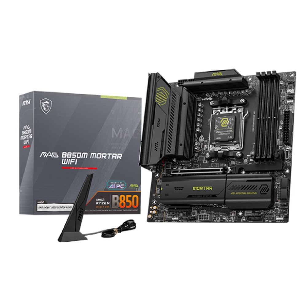 MSI MAG B850M MORTAR WIFI {SocketAM5 AMD B850 4xDDR5 mATX AC`97 8ch(7.1) 5Gigabit RAID+HDMI}