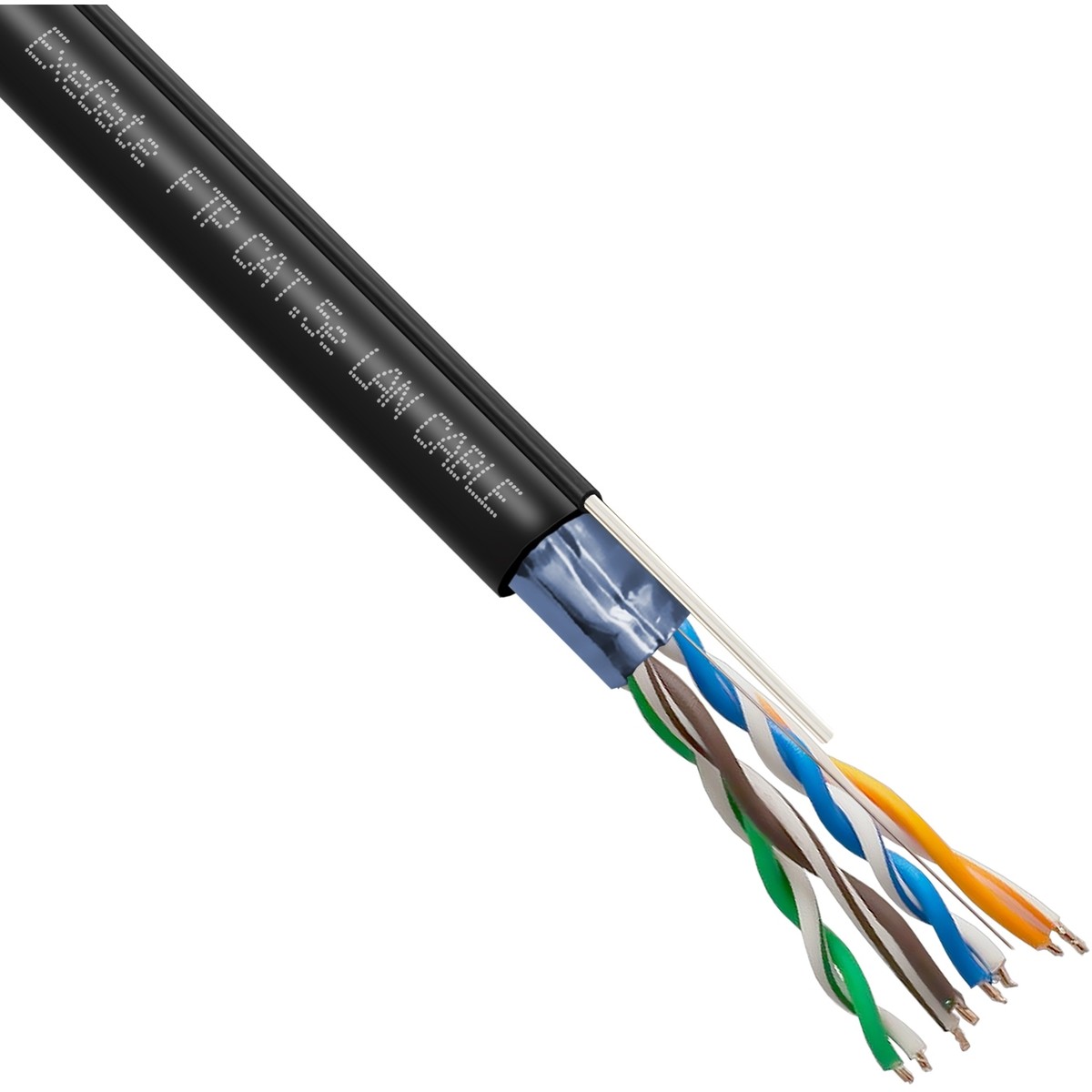 Exegate EX301071RUS Кабель ExeGate FUTP4-C5e-CCA-S24-SW-OUT-PE-BK-305 FTP 4 пары кат.5e CCA, 0.52мм (24AWG), экран, внешн., с тросом, 305м, черн., PE