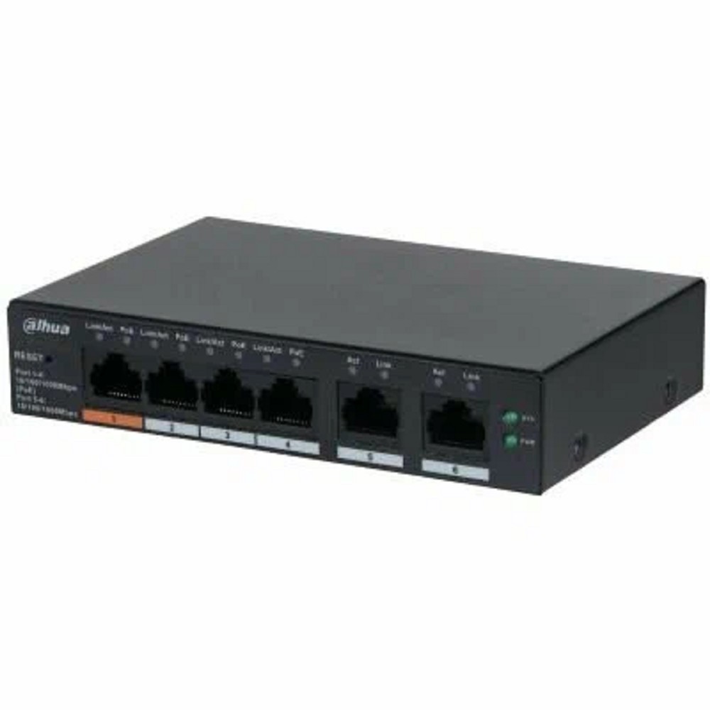 DAHUA DH-CS4006-4ET-60 4-портовый PoE коммутатор с функцией облачного управления, 4xRJ45 100Mb, 2xRJ45 100Mb uplink, суммарно 60Вт, коммутация 4.8 Гбит/с, MAC-таблица 8К